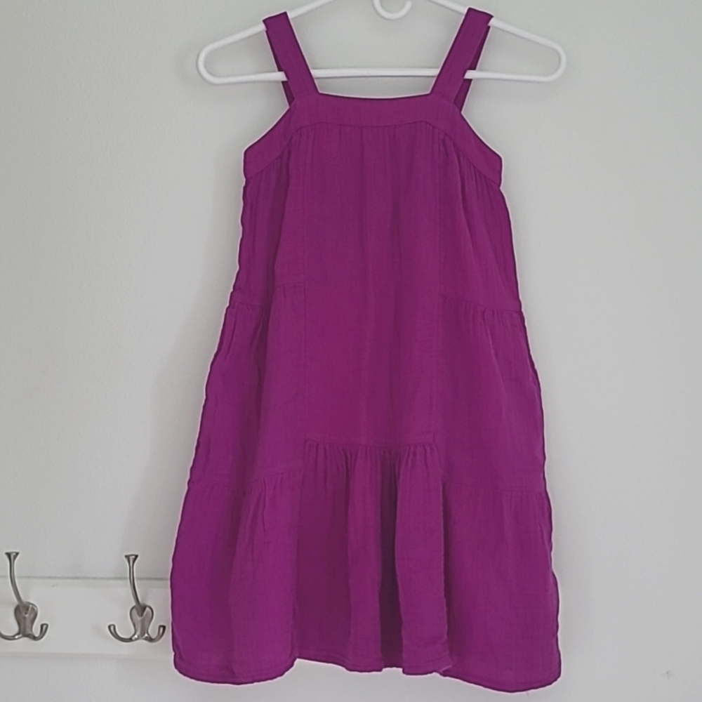 Crinkle cotton dress tiered tank dress